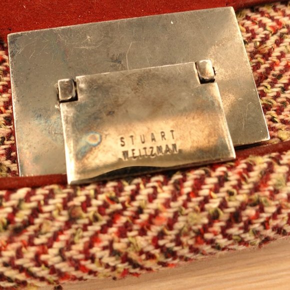 Tweed Bag Shoulder Hobo Handwoven Purse Chain Strap  Red STUART‎ WEITZMAN SPAIN - Picture 6 of 16